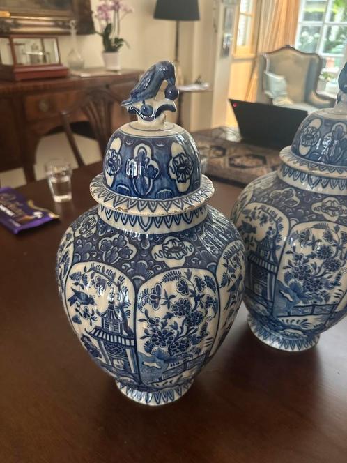 Delfs blauwe dekselpotten, paar 19e eeuw, Antiek en Kunst, Antiek | Porselein, Ophalen