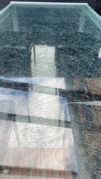 Eettafel met stoelen - Glas en leer, Ophalen, 50 tot 100 cm, Vijf personen of meer, 150 tot 200 cm