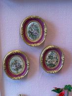 3 Vintage Schilderijtjes Oudroze Shabby Chic, Huis en Inrichting, Ophalen of Verzenden, Gebruikt, Schilderij, Minder dan 50 cm