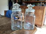 Oude potten glas met glazen deksel 2 x  32/31 hoog € 15, Ophalen of Verzenden, Zo goed als nieuw