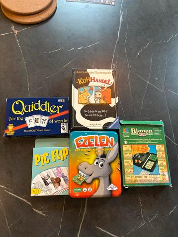 Diverse Partij Spellen: Quiddler, Kuhhandel, Ezelen... beschikbaar voor biedingen