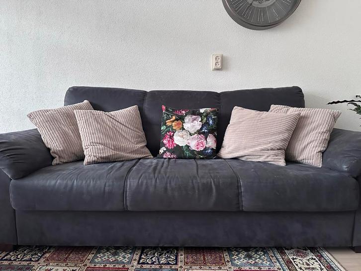 Mooie grijze driepersoonsbank, Huis en Inrichting, Banken | Bankstellen, Gebruikt, Rechte bank, Driepersoons, 200 tot 250 cm, 75 tot 100 cm