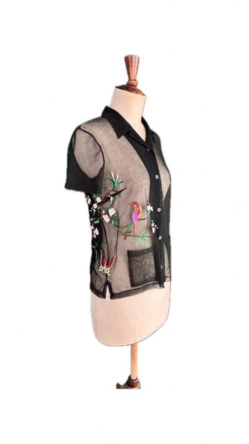 Authentieke Dolce Gabbana zwarte doorschijnend blouse maat S, Kleding | Dames, Tops, Zo goed als nieuw, Maat 36 (S), Zwart, Korte mouw
