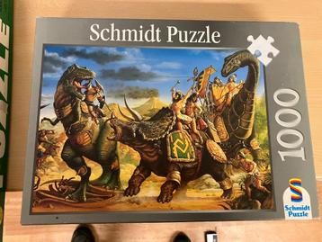 3 leuke puzzels van 1000 stukjes. Dinosaurus-hyacint-honden. beschikbaar voor biedingen