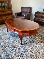 Antieke Salontafel met Lade - Uniek Design Houtsnijwerk Oval, Ophalen
