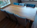 eiken tafel industrieel + 6 stoelen, Huis en Inrichting, Tafels | Eettafels, Ophalen, Gebruikt, 200 cm of meer, 50 tot 100 cm
