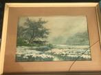 aquarel landschap in bloei, Antiek en Kunst, Ophalen of Verzenden
