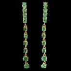 oorbellen 925 zilver 14 k wit goud verguld met Smaragd lang, Nieuw, Ophalen of Verzenden, Met edelsteen, Knopjes of Stekers