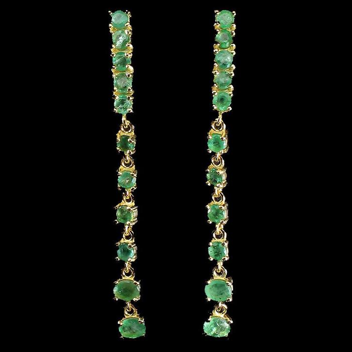 oorbellen 925 zilver 14 k wit goud verguld met Smaragd lang, Sieraden, Tassen en Uiterlijk, Oorbellen, Nieuw, Knopjes of Stekers