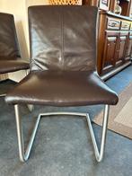 Set van 4 bruine lederen eetkamerstoelen, Huis en Inrichting, Stoelen, Ophalen, Bruin, Leer, Zo goed als nieuw