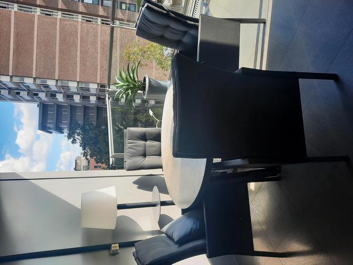 Ronde tuintafel met 4 bijpassende stoelen, Tuin en Terras, Tuinsets en Loungesets, Gebruikt, Aluminium, Ophalen