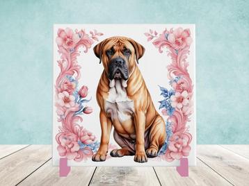 Boerboel Delfts Roze tegel incl houder beschikbaar voor biedingen
