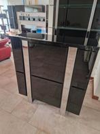 Zwarte bar met spiegelaccenten + barstoelen, Ophalen of Verzenden, Zo goed als nieuw