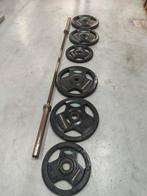 Halterstang set 130 KG, Halterschijven, Benen, Gebruikt, -