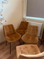 5 velours stoelen cognac kleur, Huis en Inrichting, Stoelen, Ophalen, Overige materialen, Bruin, Zo goed als nieuw