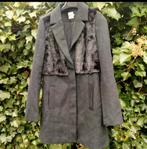 Kiomi mantel zwart met nepbont maat S, Ophalen of Verzenden, Zo goed als nieuw, Maat 36 (S), Zwart