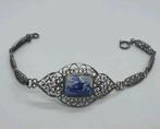 Zilveren armband met Delftsblauwe molen, Sieraden, Tassen en Uiterlijk, Armbanden, Ophalen of Verzenden