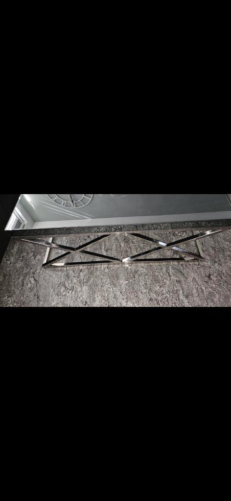 Bieden!!Zilveren Spiegel Glas Meubelset: Salon- & Eettafel, Huis en Inrichting, Tafels | Salontafels, Gebruikt, Minder dan 50 cm