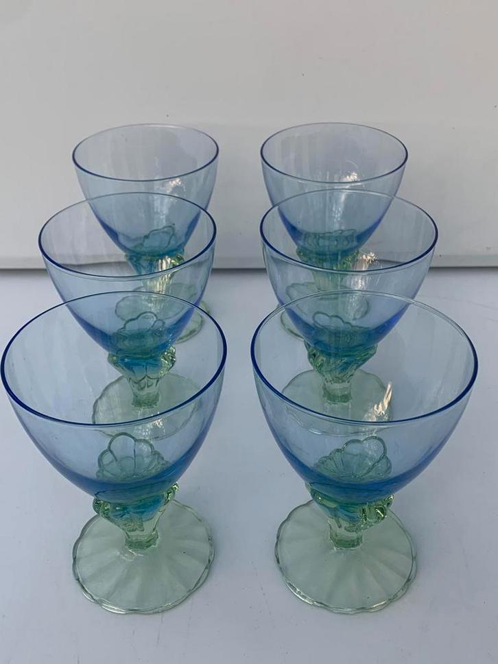 6 Bormioli Rocco Bahia/zeemeermin glazen, Antiek en Kunst, Antiek | Glas en Kristal, Ophalen of Verzenden