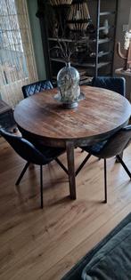 Ronde uitschuifbare eettafel, Huis en Inrichting, Ophalen, Gebruikt, Rond, 100 tot 150 cm