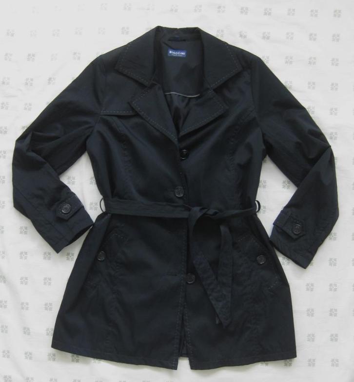 Biaggini jas, trenchcoat, donkerblauw, maat 42, Kleding | Dames, Jassen | Winter, Zo goed als nieuw, Maat 42/44 (L), Zwart, Ophalen of Verzenden