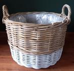 NIEUW!!  Rotan plantenmand witte rand, Ophalen, Mand, Rond, Nieuw