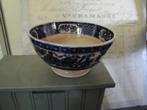 grote spoelkom blauw mooi beboterd en antiek, Antiek en Kunst, Ophalen of Verzenden