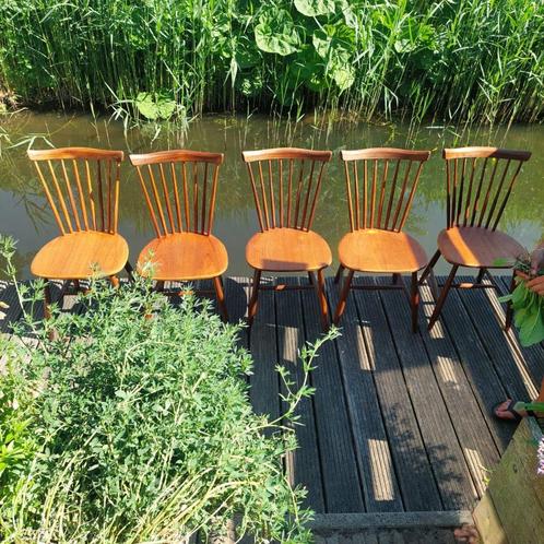 5 pastoe spijlenstoelen, Huis en Inrichting, Stoelen, Gebruikt, Vijf, Zes of meer stoelen, Hout, Overige kleuren, Ophalen