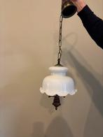 Vintage Hanglamp met glazen kap, Huis en Inrichting, Lampen | Hanglampen, Ophalen, Gebruikt, Glas, Minder dan 50 cm