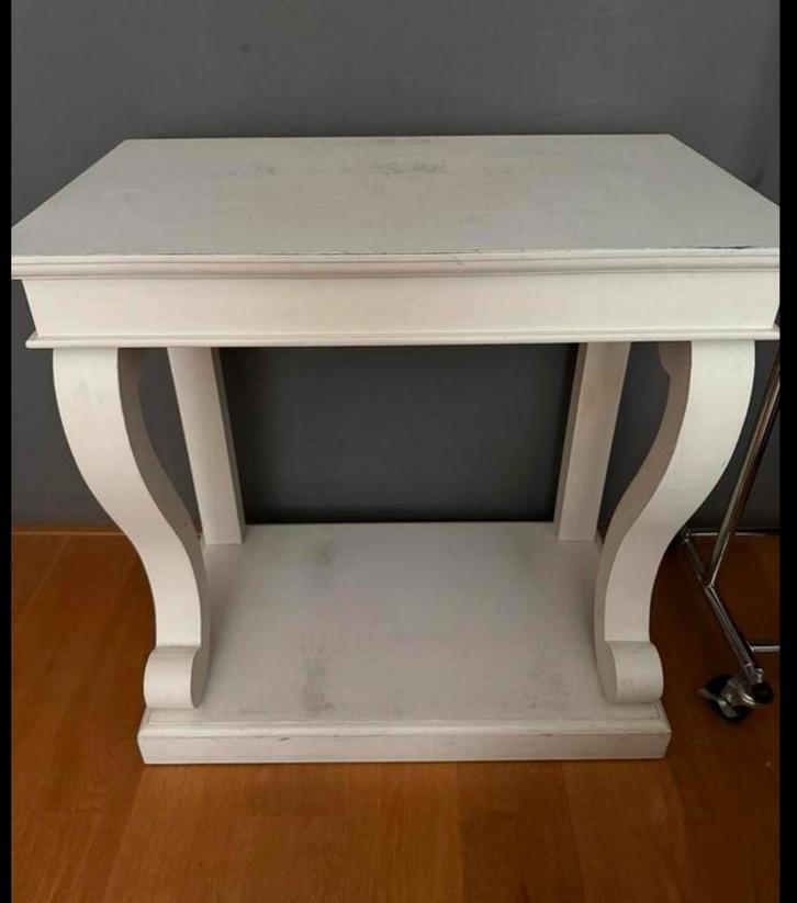 Whitewash gebroken wit massief houten sidetable 80 cm breed, Huis en Inrichting, Tafels | Sidetables, Gebruikt, 25 tot 50 cm, 50 tot 100 cm