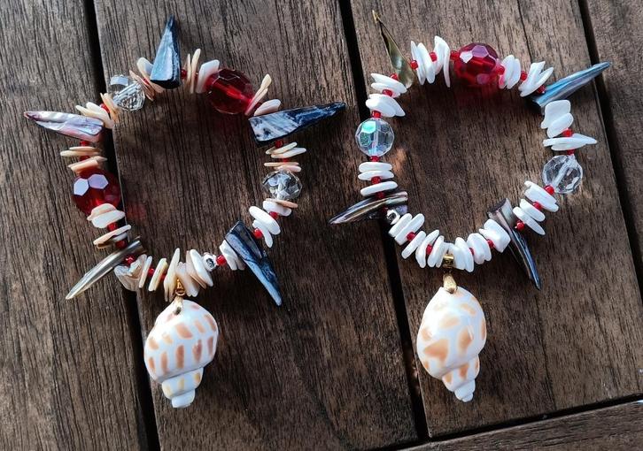 DB44 kleine armband schelpen, parelmoer en boheems kristal, Sieraden, Tassen en Uiterlijk, Armbanden, Nieuw, Overige materialen