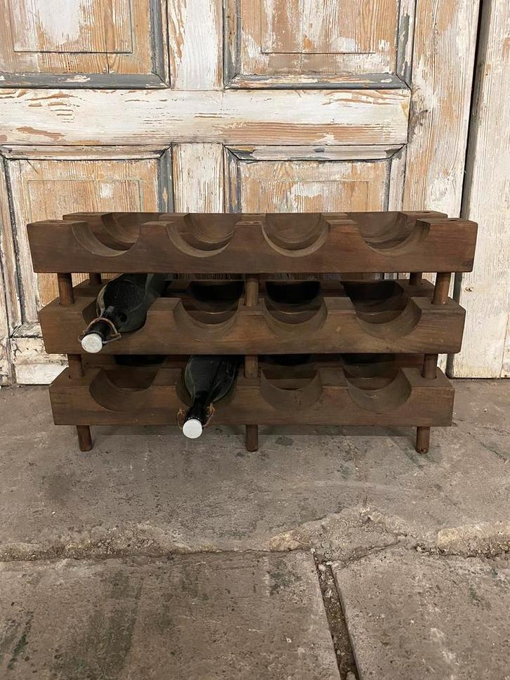 Wijnrek, Vintage, Butalist, Oud eikenhout, Modulair systeem., Huis en Inrichting, Woonaccessoires | Wijnrekken, Gebruikt, Minder dan 50 cm