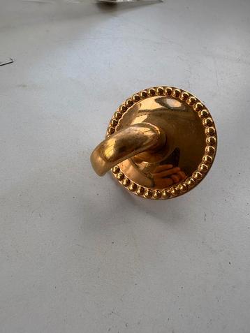 (F) Massief messing wandhaak met parelrand –vintage klassiek beschikbaar voor biedingen