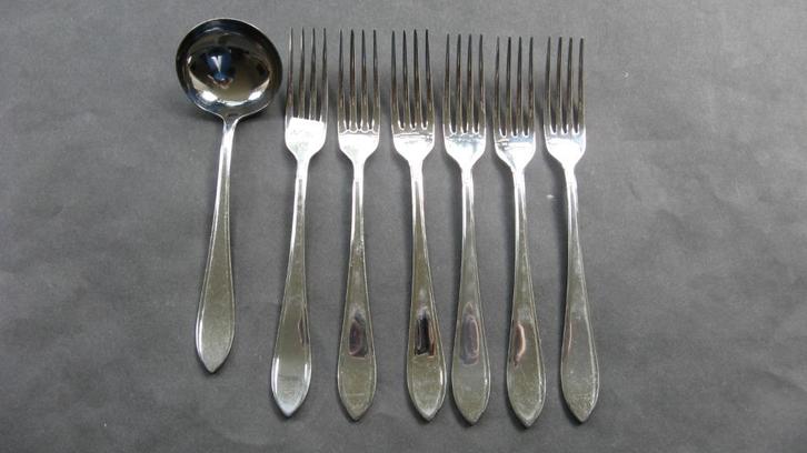 Gero Zilmeta Puntfilet dinervorken +juslepel niet gebruikt, Huis en Inrichting, Keuken | Bestek, Nieuw, Los bestek, Rvs of Chroom
