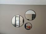 3 ronde zwarte spiegels, Huis en Inrichting, Woonaccessoires | Spiegels, Minder dan 100 cm, Minder dan 50 cm, Rond, Zo goed als nieuw