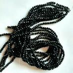Streng zwarte spinel natuursteen kraaltjes 3 mm facet, Hobby en Vrije tijd, Kralen en Sieraden maken, Ophalen, Nieuw, Kraal