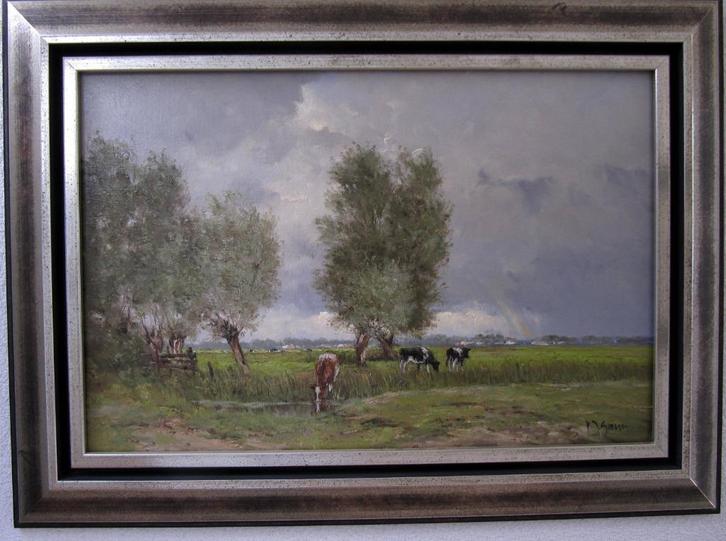 F.J. (Frits) Goosen schilderij "Landschap in Langerak", Antiek en Kunst, Kunst | Schilderijen | Klassiek, Ophalen