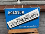 Emaille Reclamebord Agentur Neueste Nachrichten Badische Pre, Antiek en Kunst, Ophalen of Verzenden