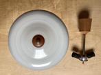 plafoniere met glas, metaal en teak 60er jaren, Ophalen of Verzenden, Gebruikt, Glas, 60er jaren