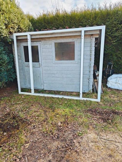 Stijlvolle glazen wand met wit frame – 295 cm breed, 216 cm, Doe-het-zelf en Verbouw, Kozijnen en Schuifpuien, Zo goed als nieuw