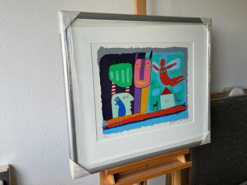 Wouter Stips, ingelijste zeefdruk Cat, angel, home, Antiek en Kunst, Kunst | Litho's en Zeefdrukken, Ophalen