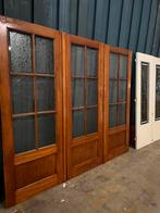 3 delige antieke openslaande deuren met mooi figuurglas, Doe-het-zelf en Verbouw, Deuren en Horren, Ophalen, 120 cm of meer, Binnendeur