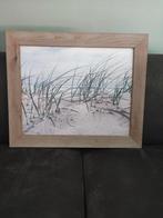 Schilderij lijst met duin/ zee afbeelding op hardboard 60x50, Ophalen, Gebruikt, Overige typen, Minder dan 50 cm