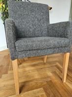 Eetkamerstoelen 6x, antraciet stof, houten poten, Huis en Inrichting, Stoelen, Vijf, Zes of meer stoelen, Grijs, Gebruikt, Hout