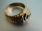 Gouden ring saffier briljanten, 14 k ct, groot en zwaar, 21+, Gebruikt, 20 of groter, Verzenden, Met edelsteen