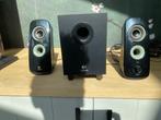 logitech speakerset plus subwoofer zgan, Computers en Software, Pc speakers, Ophalen, Zo goed als nieuw, Audiokanaal 2.1, Logitech
