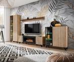 4 delige woonkamer set hout met bio ethanol sfeerhaard!, Huis en Inrichting, Ophalen