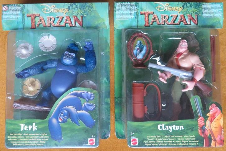 Disney Tarzan Mattel (1999) 2 figuren: Terk - Clayton (NRFB), Verzamelen, Disney, Nieuw, Beeldje of Figuurtje, Overige figuren