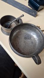 Antiek Tinnen Kom en Lepel Set, Antiek en Kunst, Ophalen of Verzenden