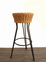 Jaren 50 vintage design kruk - metaal met rotan, Metaal, Gebruikt, -, -